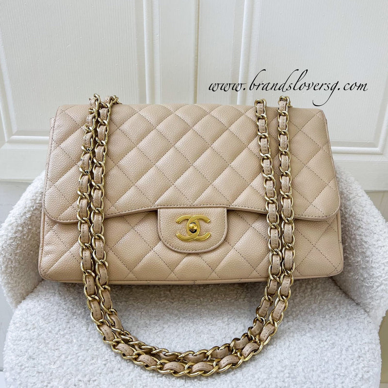 Chanel Jumbo Classic Flap SF in Beige Caviar and GHW