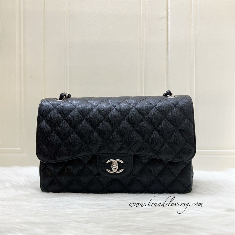 [Full Set - 2018] Chanel Jumbo Classic Flap DF in Black Caviar and SHW