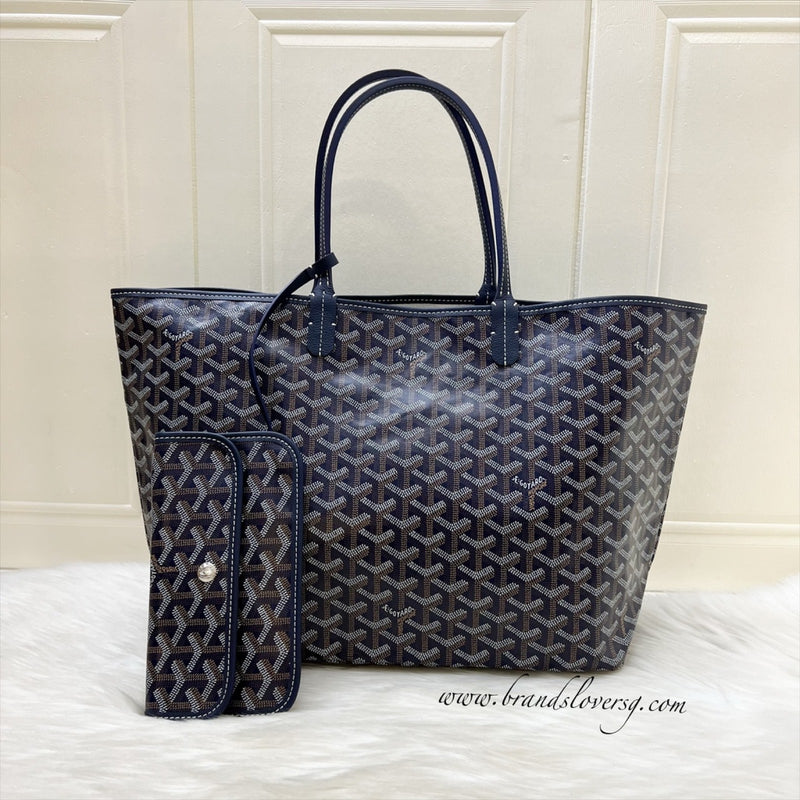 Goyard Saint Louis PM Tote in Bleu Marine Signature Goyardine Canvas
