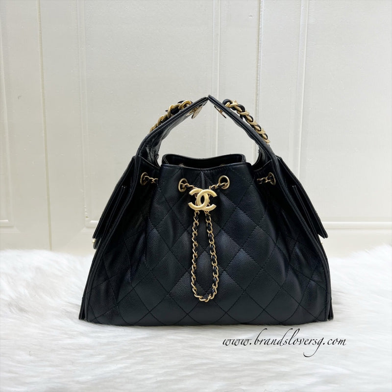 [Brand New - July 2025] Chanel 25 Small Hobo Bag in Black Caviar and AGHW (Model: AS5293)