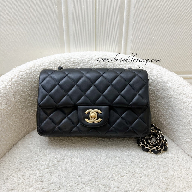 Chanel Classic Mini Rectangle Flap in Black Lambskin and GHW