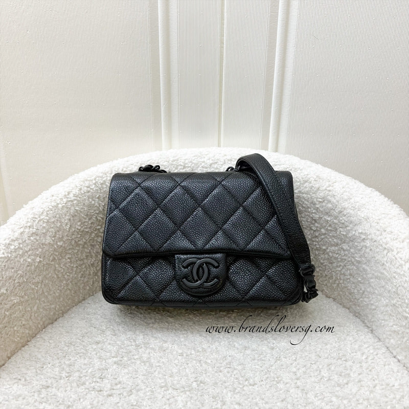 Chanel Incognito So Black Square Mini Flap in Black Caviar and BHW