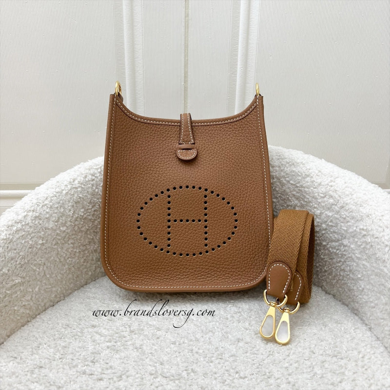 Hermes Mini Evelyne TPM in Gold Clemence Leather with Gold Strap and GHW