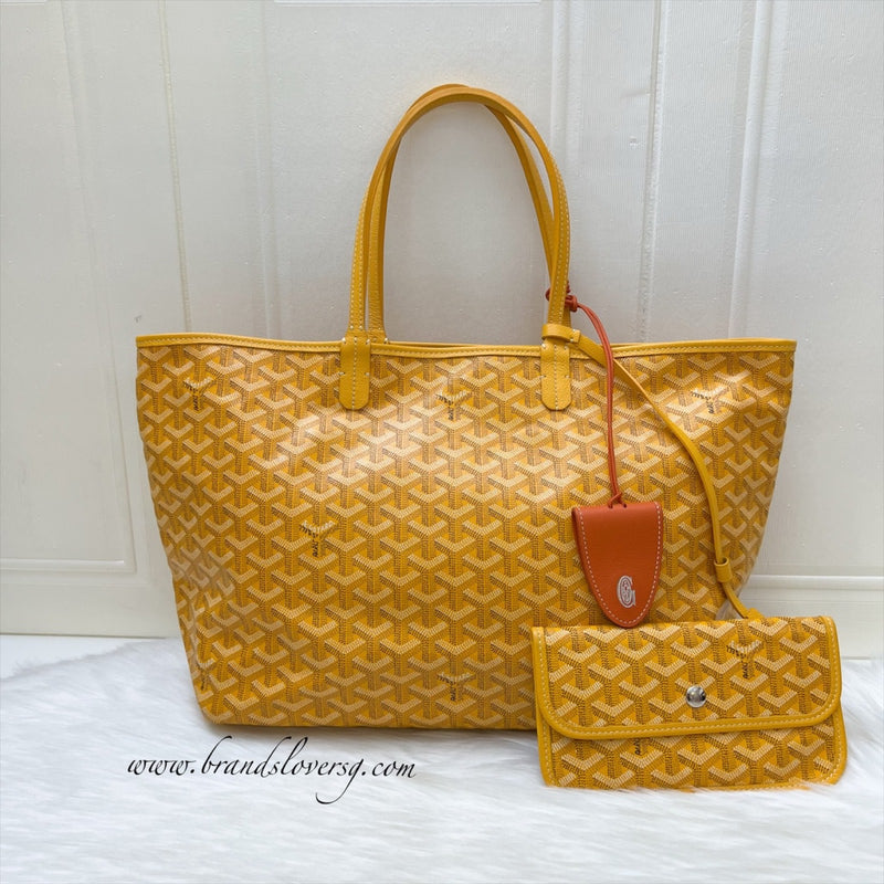 Goyard Saint Louis PM Tote in Yellow Signature Goyardine Canvas with a Croc Universel Bag Clip