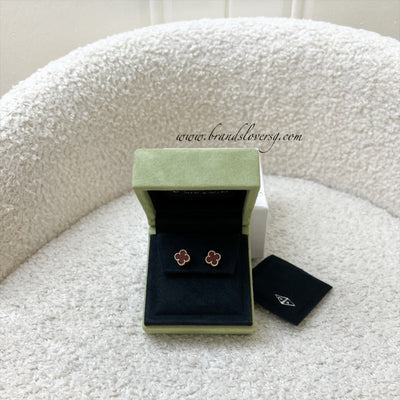 Van Cleef & Arpels VCA Sweet Alhambra Earrings with Carnelian in 18K Rose Gold (Ref: VCARN6BO00)