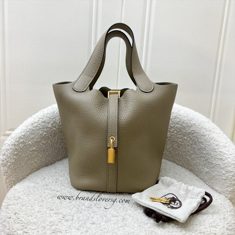 Hermes Picotin 18 in Beige Marfa Clemence Leather and GHW