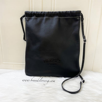 Hermes Bridado Backpack in Black Noir Veau Cheri Leather and SHW
