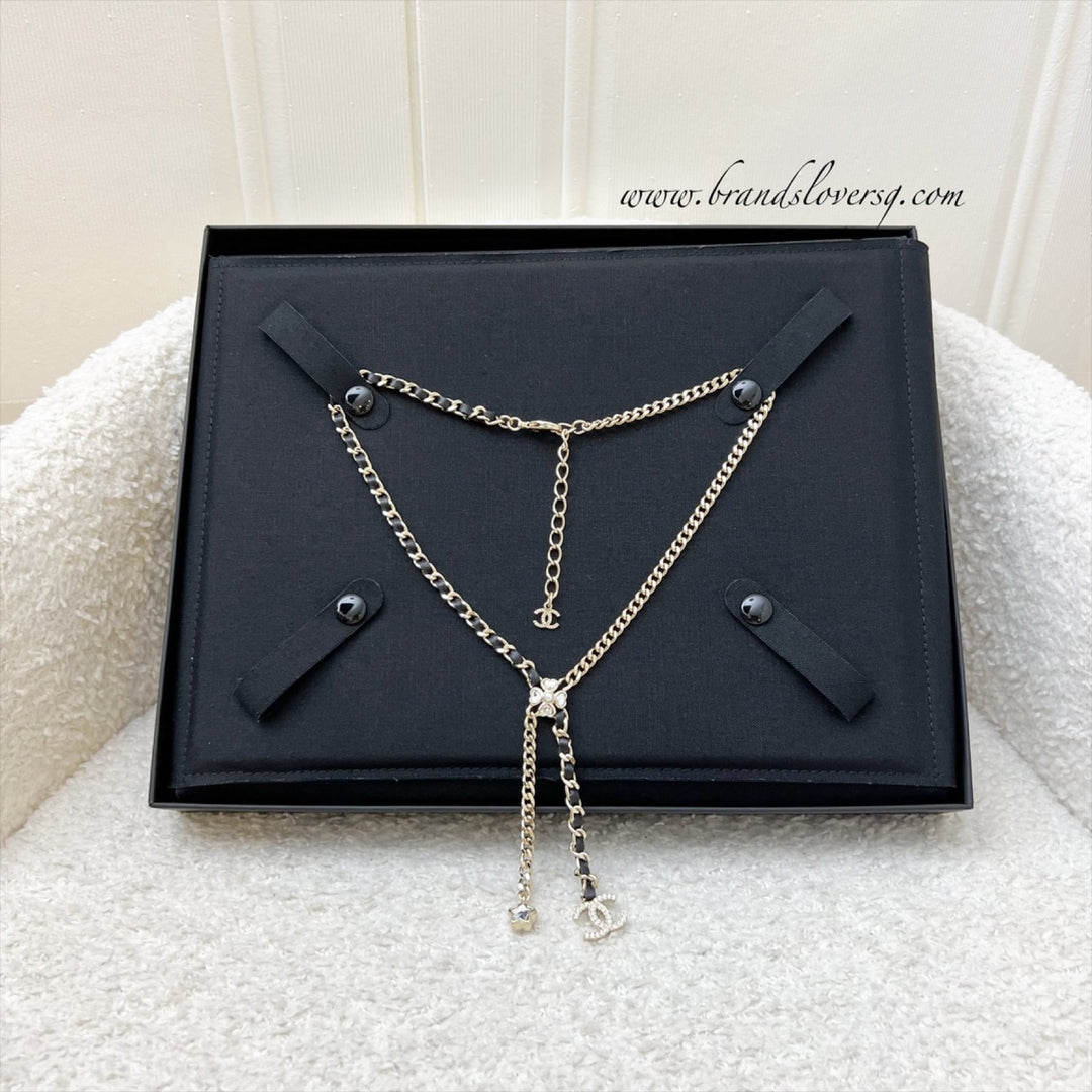 Chanel 25B Flower, Star and CC Logo Necklace with Black