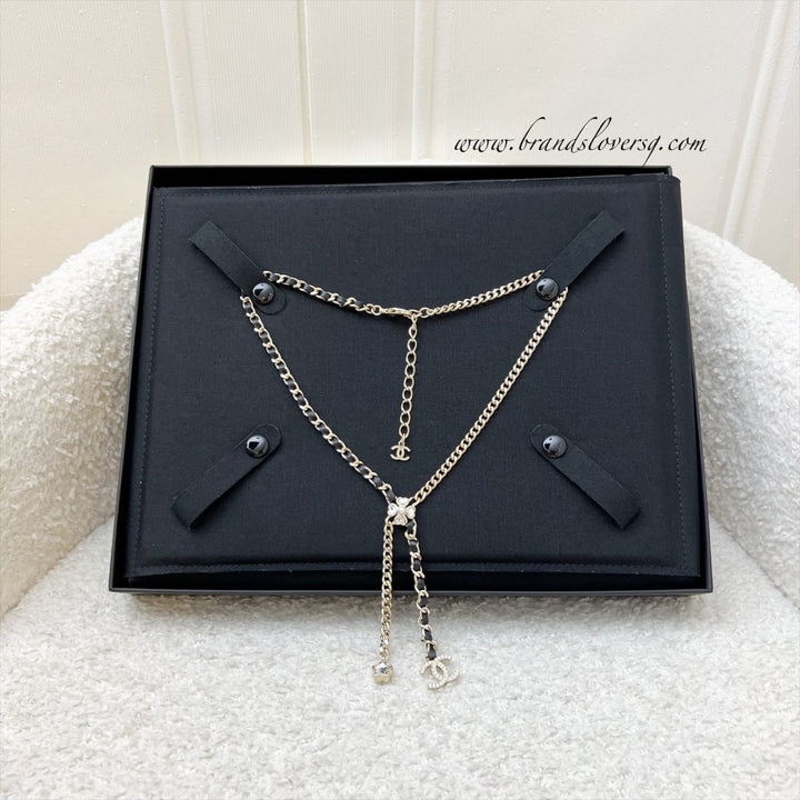 Chanel 25B Flower, Star and CC Logo Necklace with Black