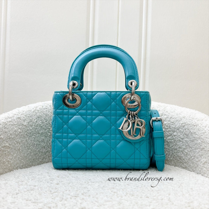 Dior Mini Lady Dior in Turquoise Lambskin and SHW