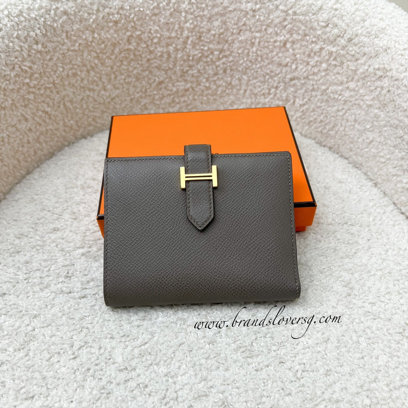 Hermes Bearn Compact Wallet in Etoupe Epsom Leather and GHW