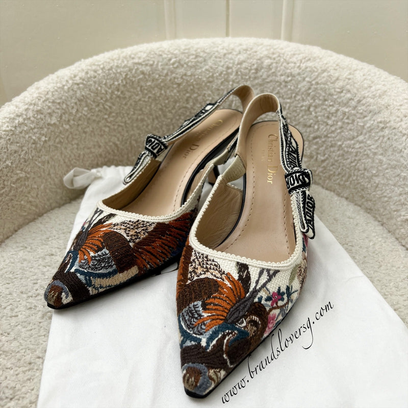 Dior Embroidered Slingback Heels Sz38