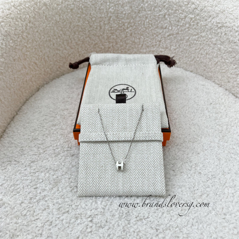 Hermes Mini Pop H Pendant in Blanc White Enamel and PHW