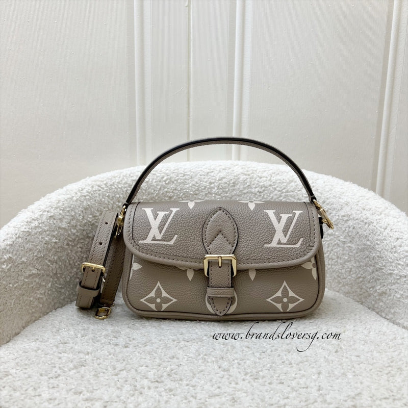 [BN - May 2024] LV Nano Diane in Tourterelle (Grey) / Creme Giant Monogram Empreinte Leather and GHW