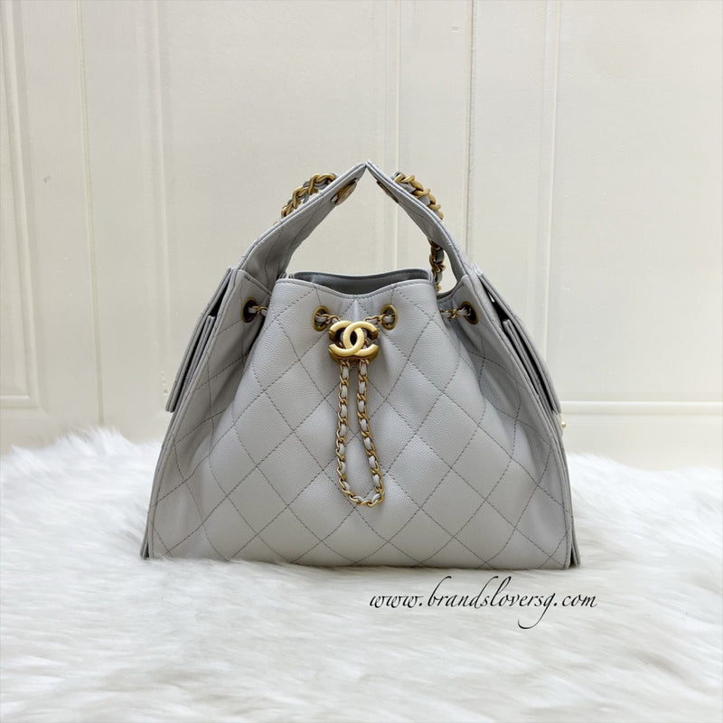 [Unused - June 2025] Chanel 25 Small Hobo Bag in Grey Caviar and AGHW (Model: AS5293)