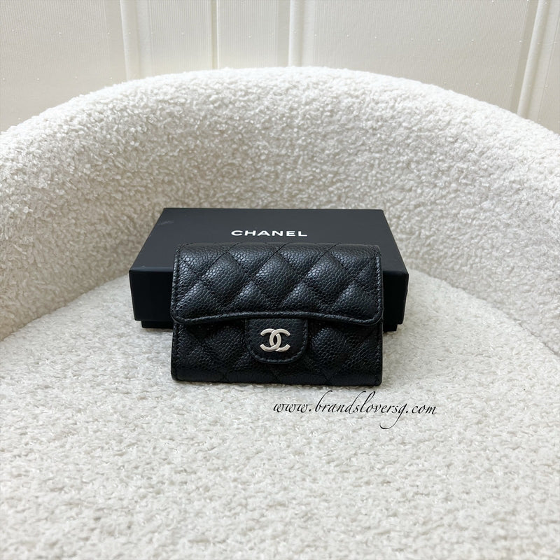 Chanel Classic Snap Card Holder in Black Caviar and SHW