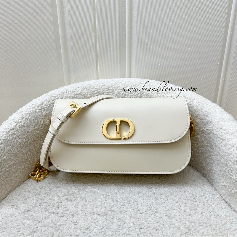 Dior 30 Montaigne Avenue Flap Bag in Dusty Ivory Box Calfskin and GHW