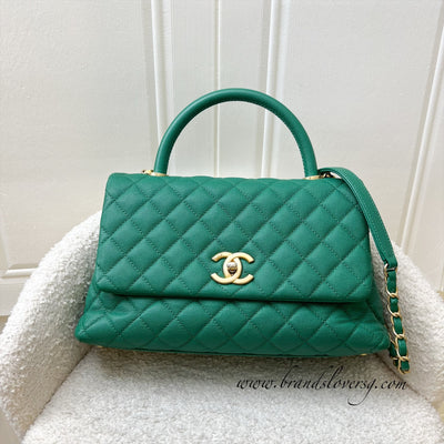 Chanel Medium 29cm Coco Handle Flap in Green Caviar and AGHW