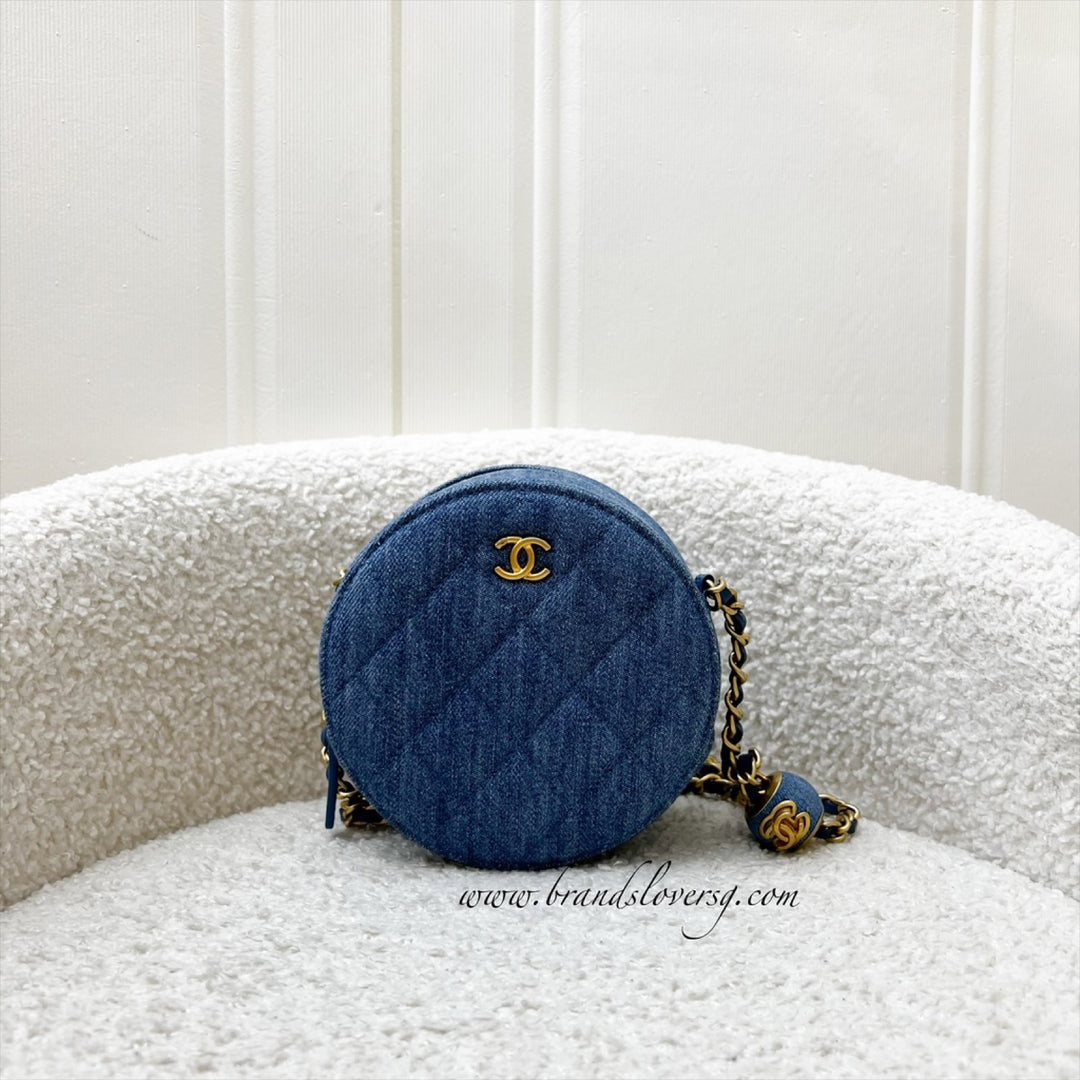 Chanel Pearl Crush Round Mini Bag in 22C Denim and AGHW – Brands Lover