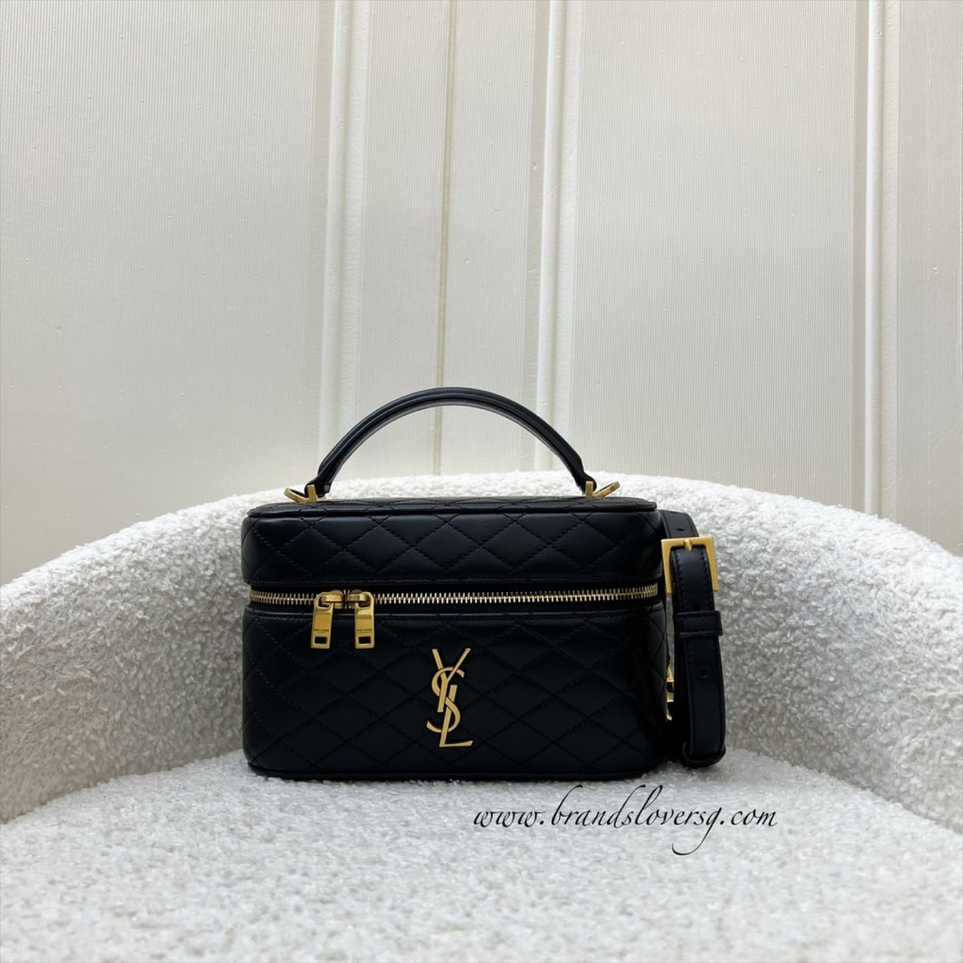 Saint Laurent YSL Gaby Vanity (LP Style) Bag in Black Lambskin and