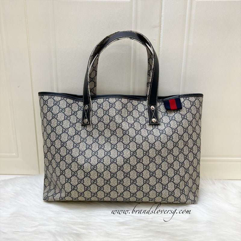 Gucci GG Supreme Tote in Navy Coated Canvas and SHW