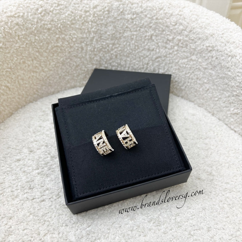 Chanel 24C CHANEL Hoop Earrings with Diamantes and LGHW (Model: ABB710)