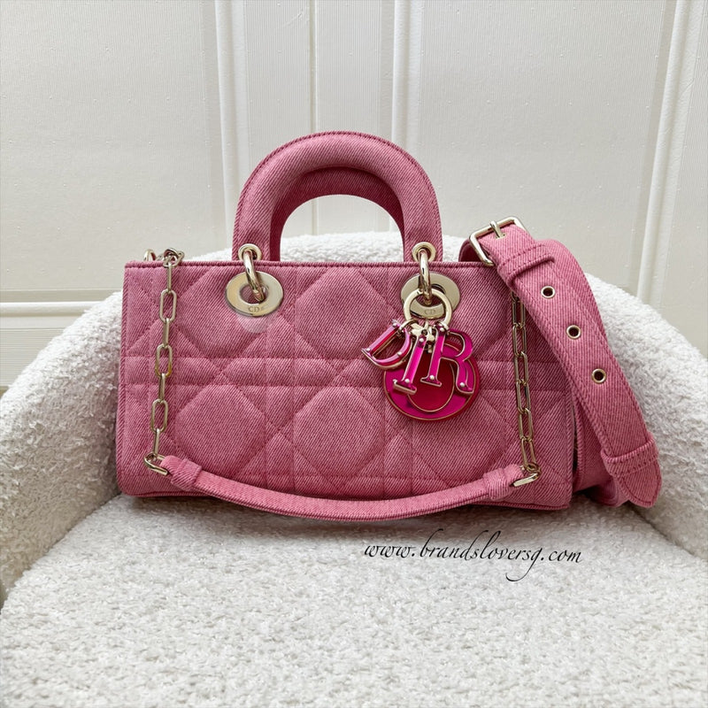 Dior Medium Lady D-Joy Bag in Pink Denim and LGHW (Model: M0540WTJA, Colour: M929)