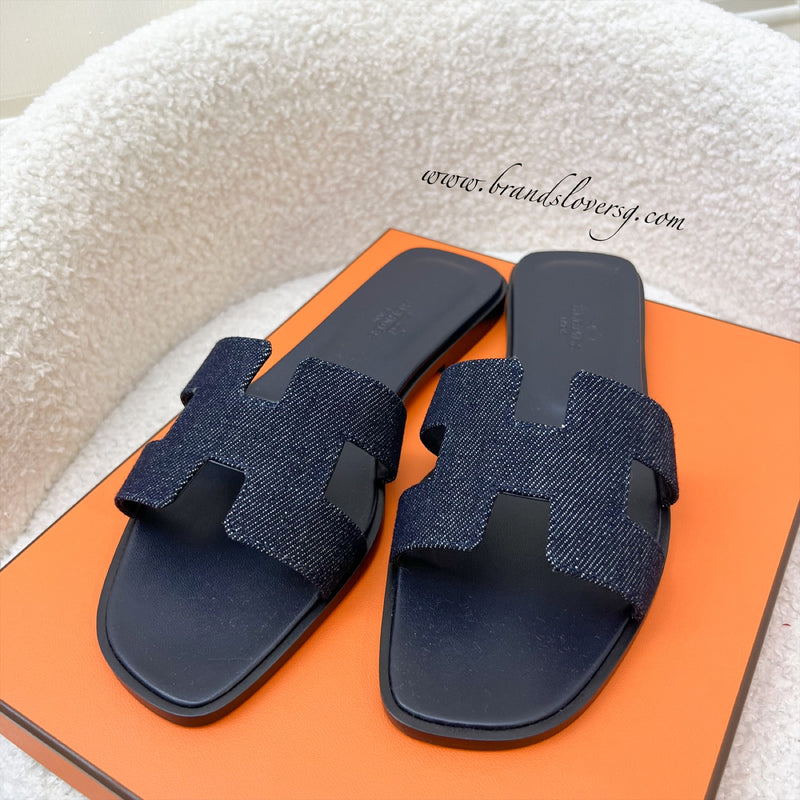 Hermes Oran Sandals in Denim Sz 36.5