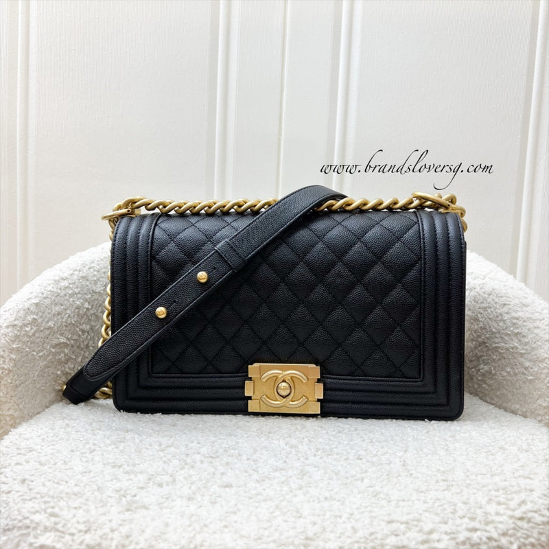 Chanel Medium 25cm Boy Flap in Black Caviar and AGHW