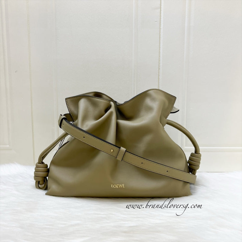 Loewe Medium Flamenco Clutch in Clay Green Nappa Calfskin