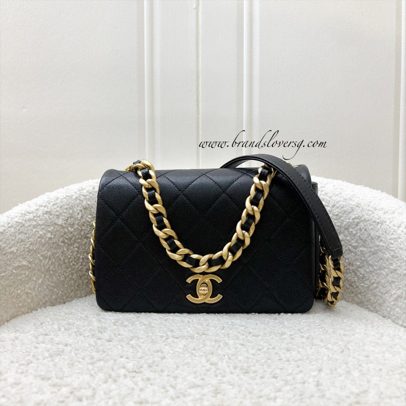Chanel Seasonal Full Flap Bag in Black Caviar and AGHW (Model: AS1895)