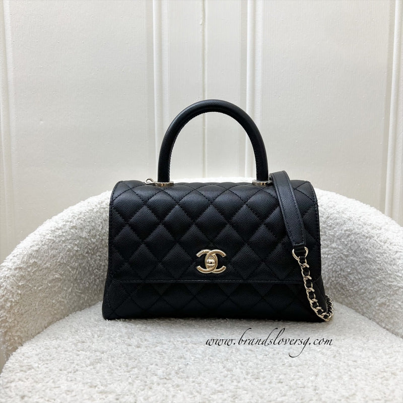 Chanel Small 24cm Coco Handle Flap in Black Caviar and AGHW (Model: A92990)