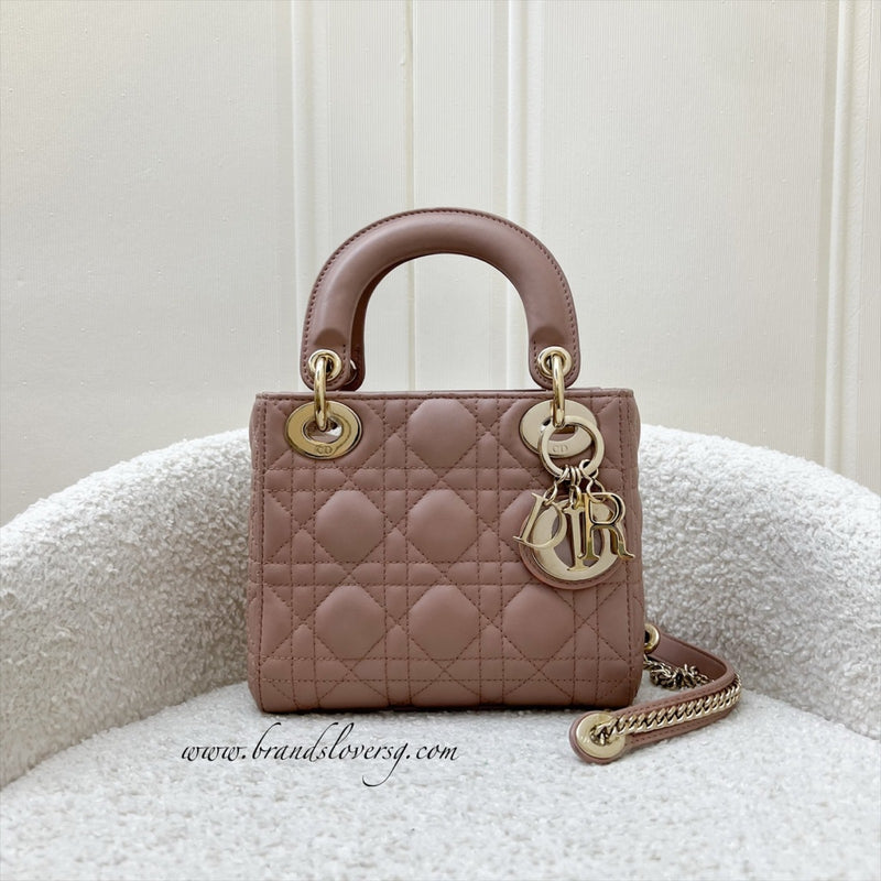 Dior Mini Lady Dior in Blush Pink Lambskin and LGHW (Model: M0505OCAL, Colour: M50P)