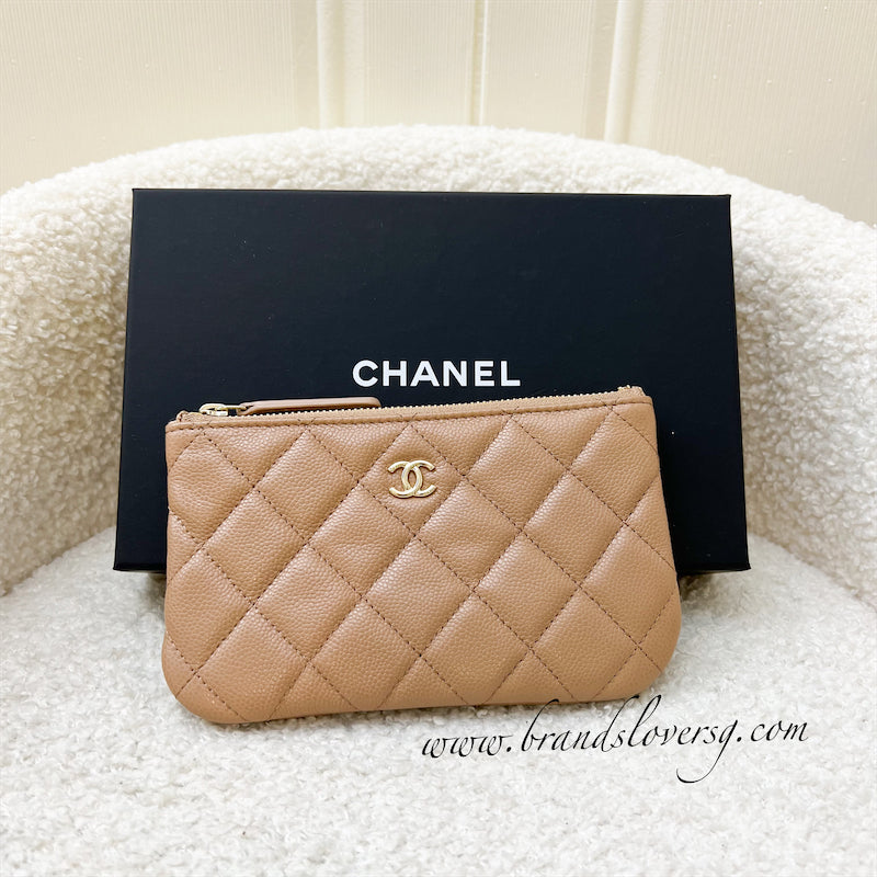 Chanel Classic Mini O-Case in Caramel Dark Beige and LGHW