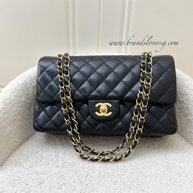 Chanel Medium Classic Flap CF in Black Lambskin and 24K GHW