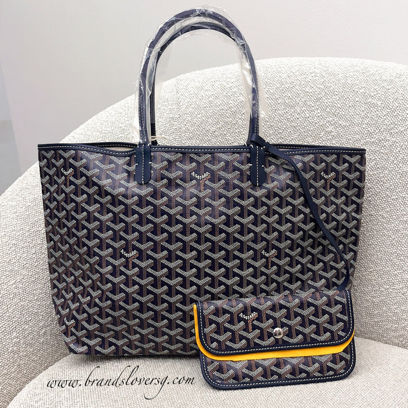 Goyard Saint St Louis PM Tote in Navy Signature Goyardine Canvas