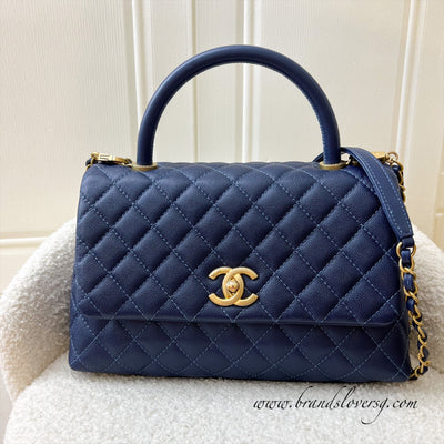 Chanel Medium 29cm Coco Handle Flap in Navy Caviar and AGHW