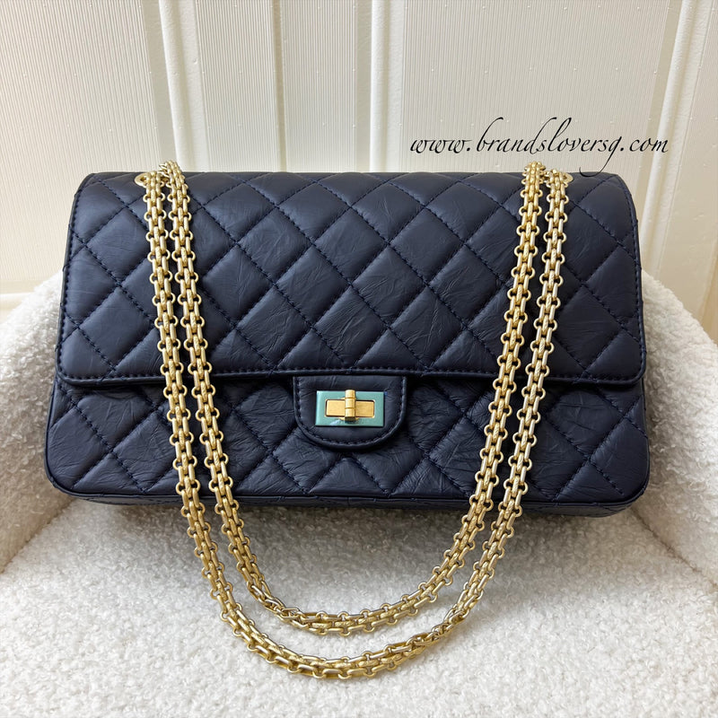 Chanel 2.55 Reissue 226 Flap in Navy Distressed Calfskin AGHW