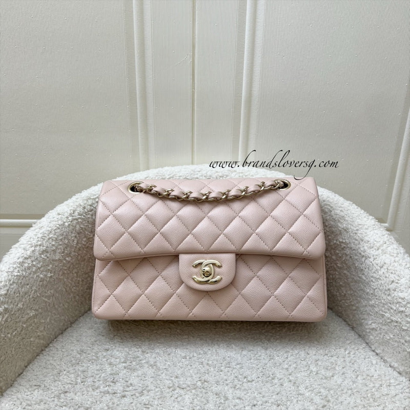 Chanel Small Classic Flap CF in 21C Rose Clair Light Pink Caviar