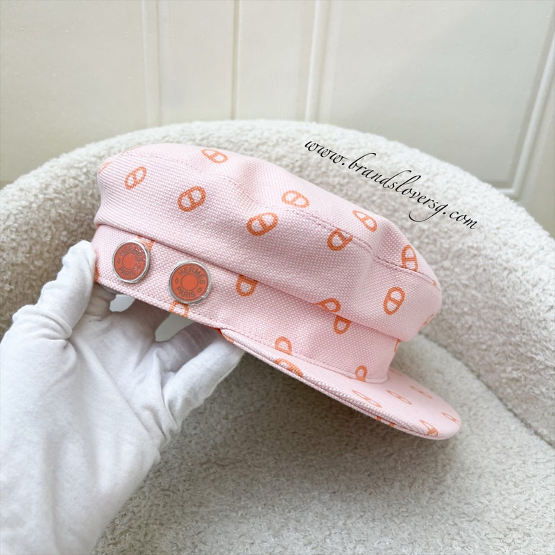 Hermes Vauban Cap (Casquette Femme Vauban Tolie) in Rose Pop Size 58