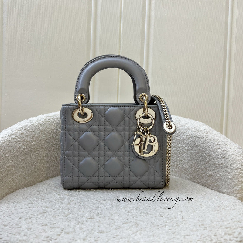 Dior Mini Lady Dior in Grey Lambskin and LGHW (Model: M0505OADU)