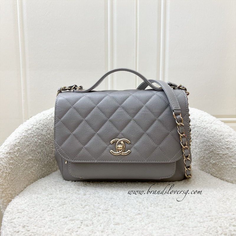 Chanel Medium Business Affinity Flap in 21B Grey Caviar and LGHW (Model: A93607)