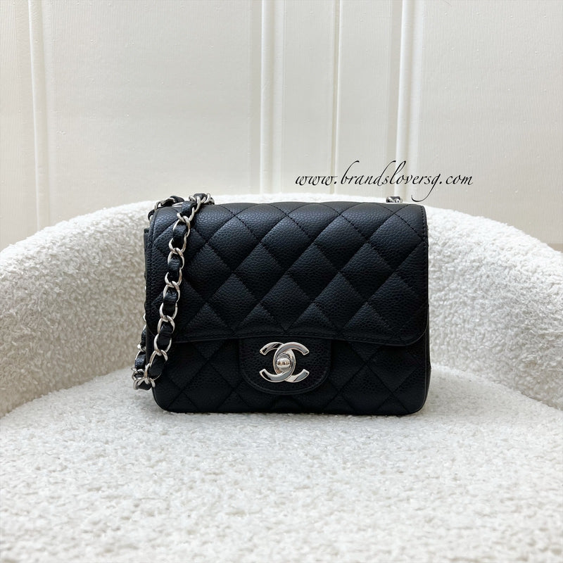 Chanel Classic Mini Square Flap in Black Caviar and GHW