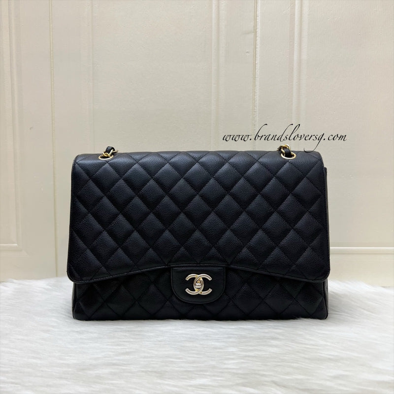 Chanel Classic Maxi Single Flap in Black Caviar and GHW