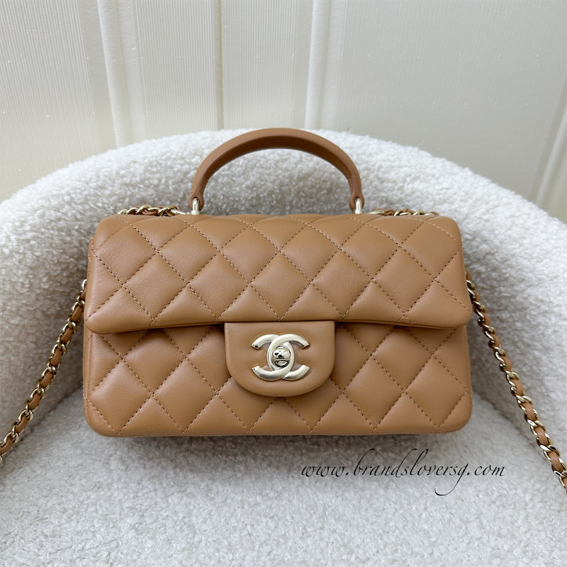 Chanel Top Handle Mini Rectangle Flap in 23P Caramel Lambskin and GHW –  Brands Lover