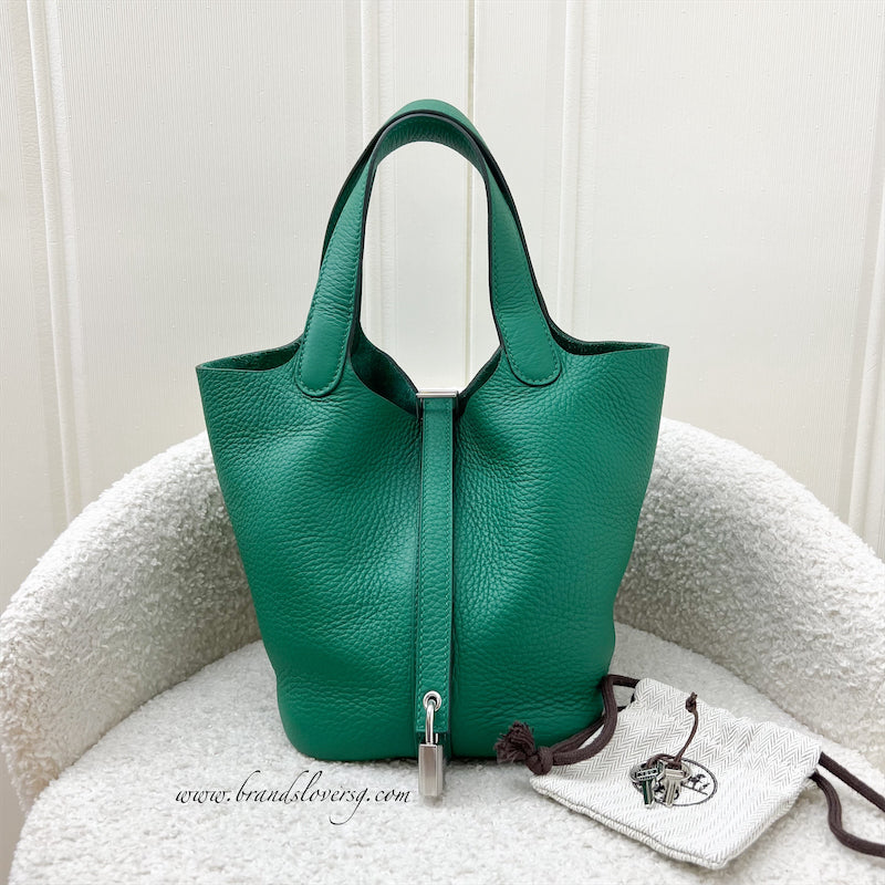 Hermes Picotin 18 in Vert Vertigo Clemence Leather and PHW