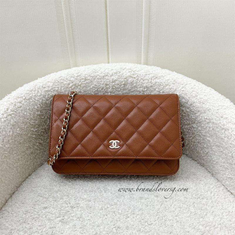 Chanel Classic Wallet on Chain WOC in 23A Toffee Brown Caviar and LGHW