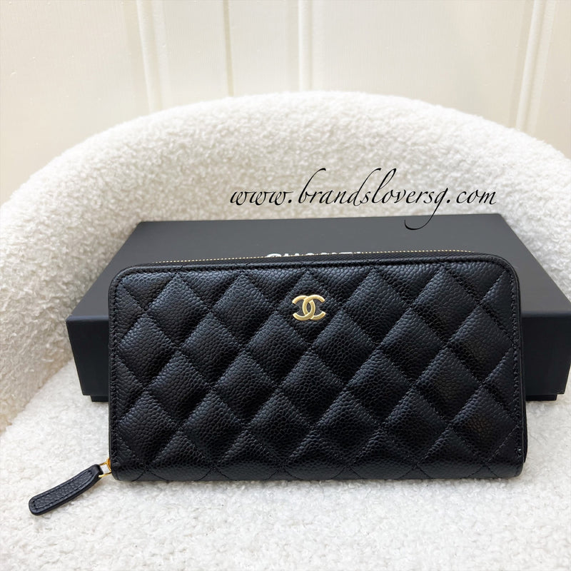 Chanel Classic Zippy Long Wallet in Black Caviar and GHW