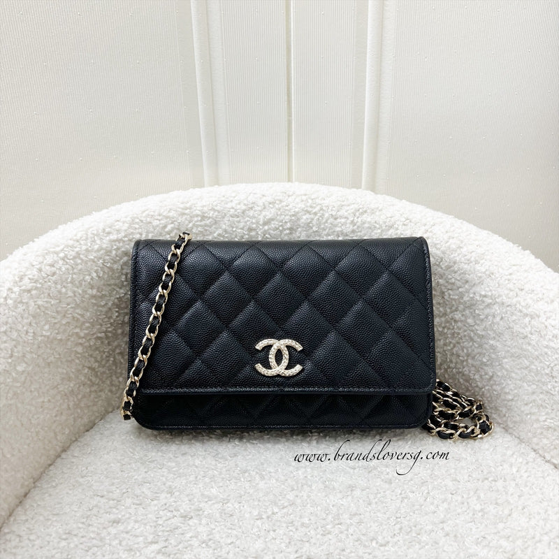 Chanel 24K Wallet on Chain WOC in Black Caviar and LGHW