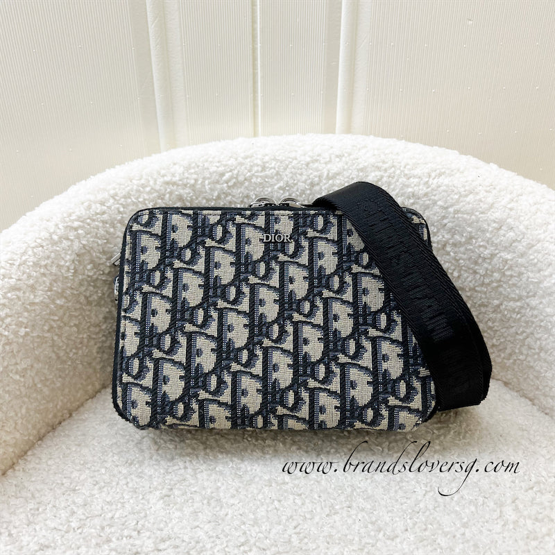 (Partial) Dior Essentials Pouch with Strap in Beige and Black Dior Oblique Jacquard